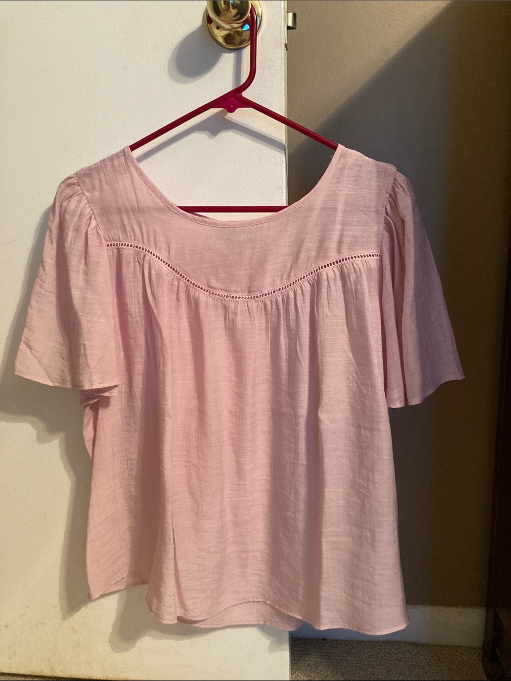 Nanette Lepore Soft Pink Flutter Sleeve Peasant Top